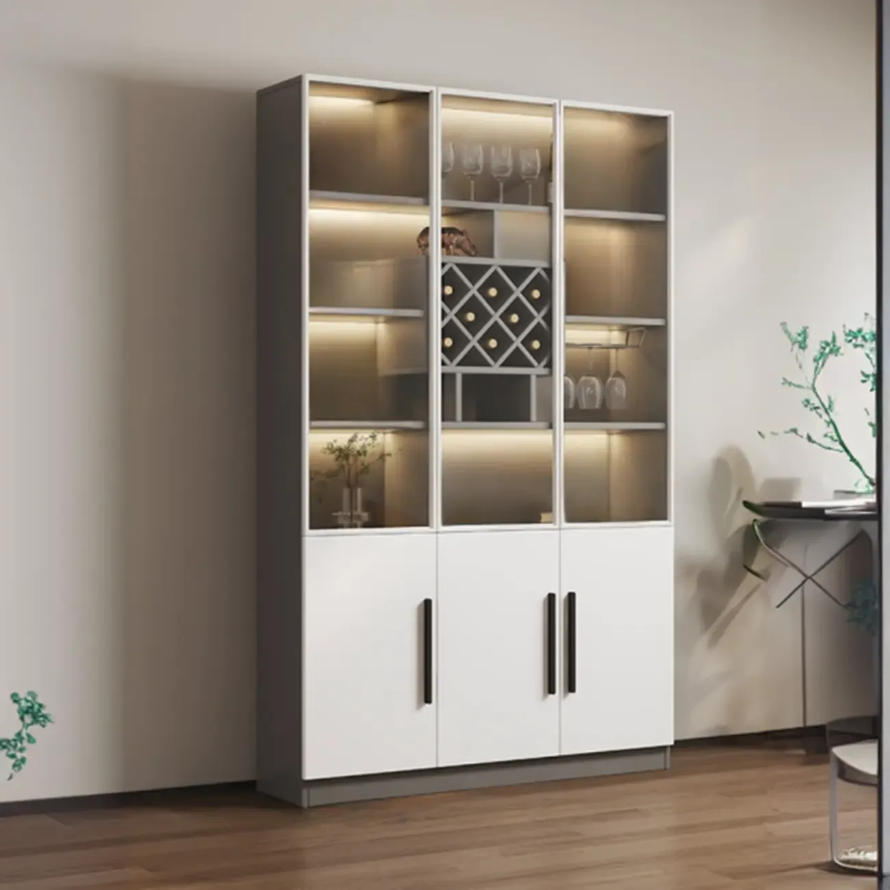 79" Modern Wooden Lighted Storage Cabinet for Indoor Display Image - 23