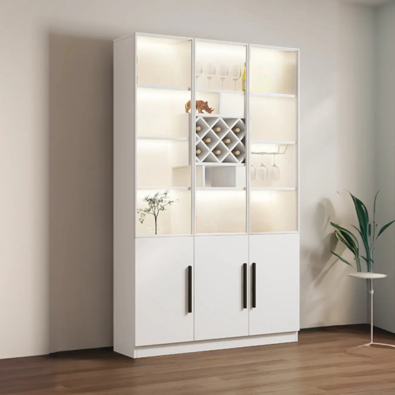 79" Modern Wooden Lighted Storage Cabinet for Indoor Display Image - 24 | homeyfad