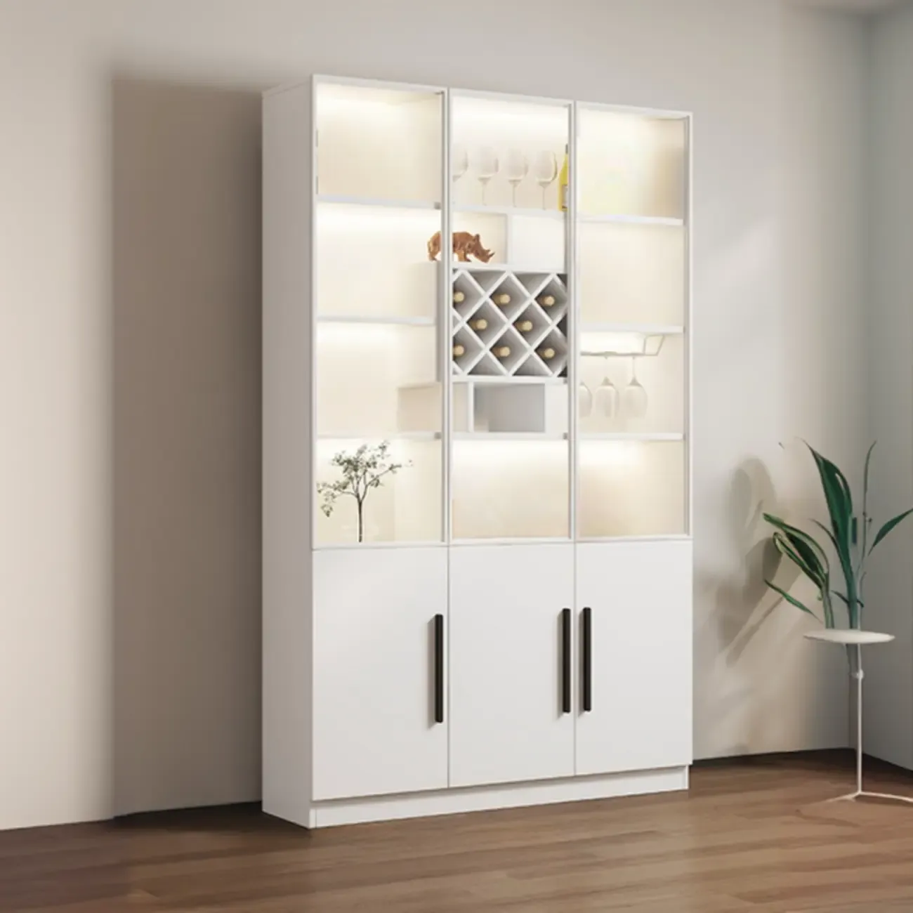 79" Modern Wooden Lighted Storage Cabinet for Indoor Display Image - 24