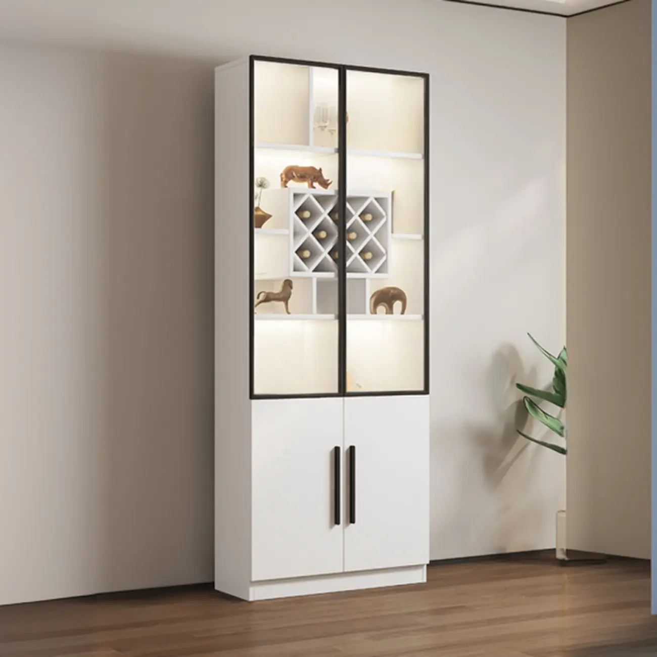 79" Modern Wooden Lighted Storage Cabinet for Indoor Display Image - 27 | homeyfad