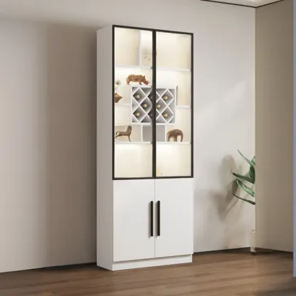 79" Modern Wooden Lighted Storage Cabinet for Indoor Display Image - 27