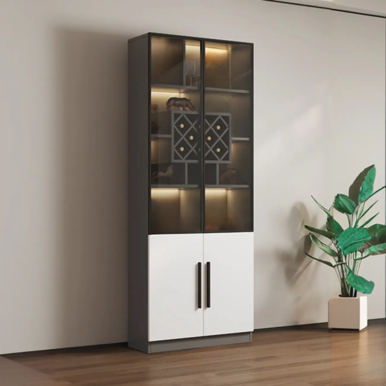 79" Modern Wooden Lighted Storage Cabinet for Indoor Display Image - 28 | homeyfad