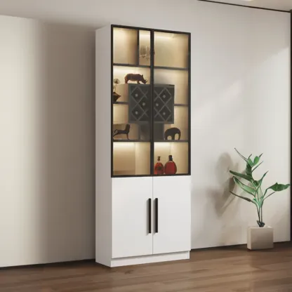 79" Modern Wooden Lighted Storage Cabinet for Indoor Display Image - 29