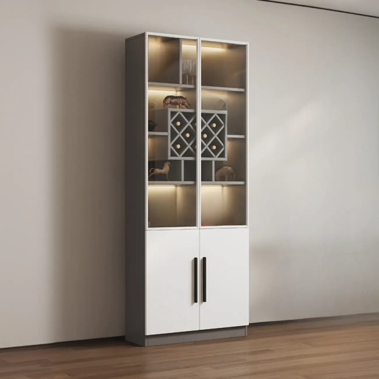 79" Modern Wooden Lighted Storage Cabinet for Indoor Display Image - 30 | homeyfad