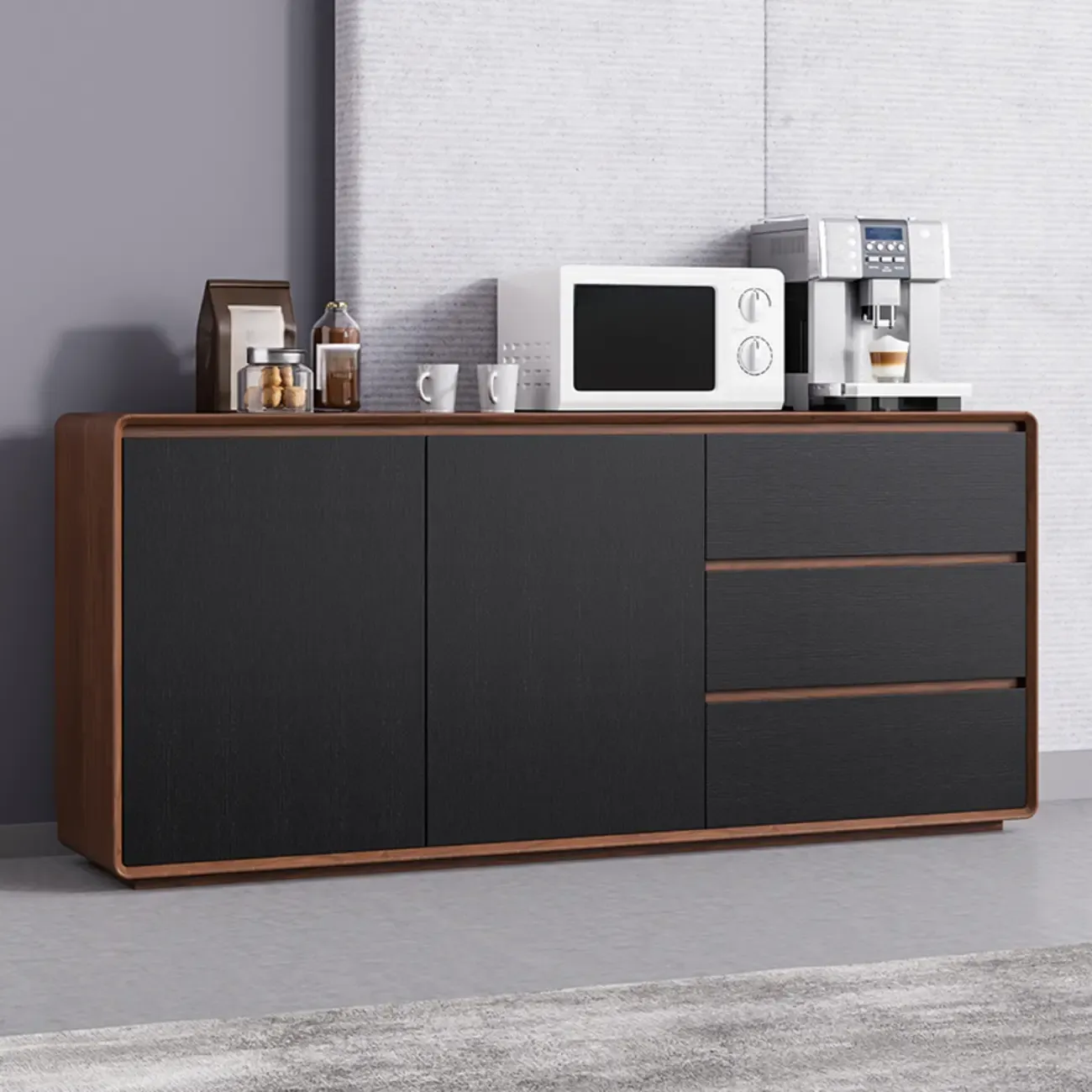Modern Wooden Sideboard with Drawers for Kitchen Image - 2