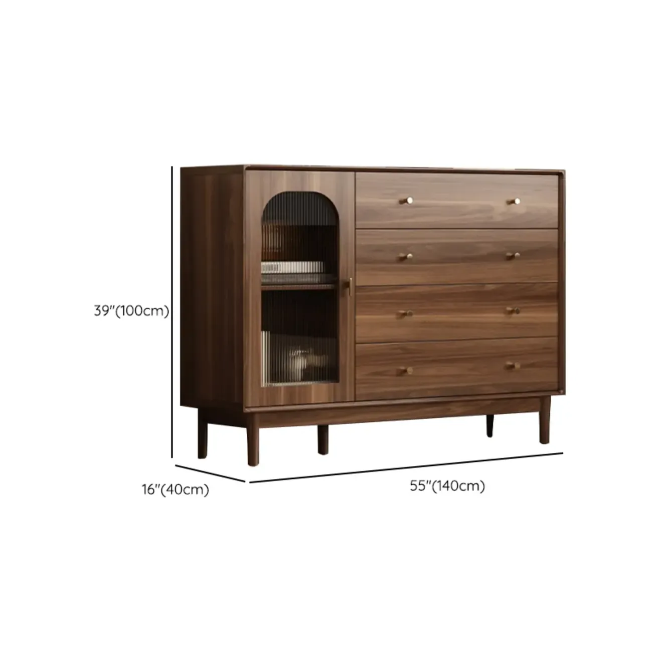  Mid-Century Modern Storage Cabinet for Parlor, Glass Door Image - 32