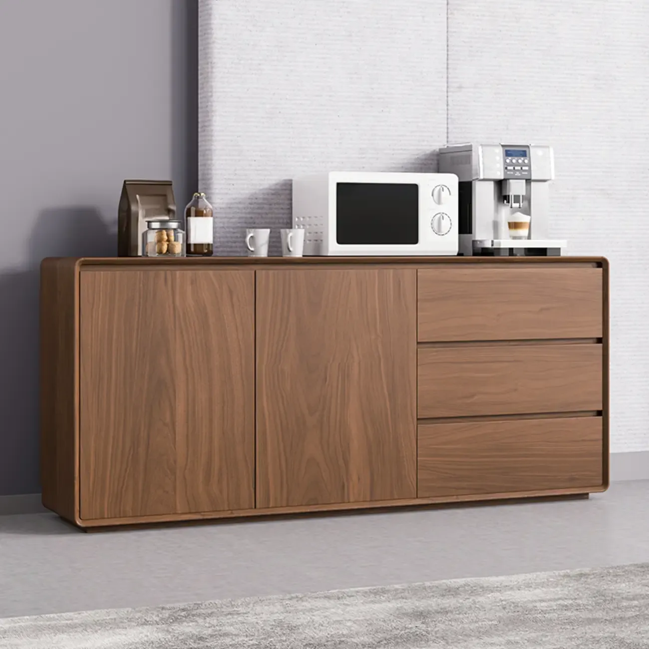 Modern Wooden Sideboard with Drawers for Kitchen Image - 4