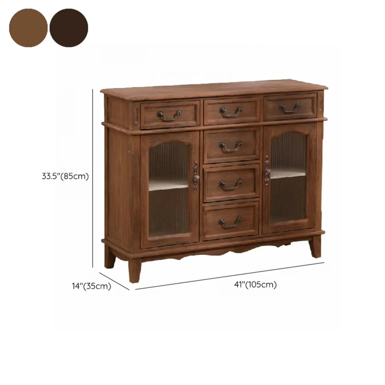 Rustic Wooden Cabinet with Rattan-Weaved for Living Room  Image - 23