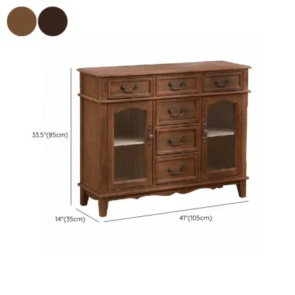 Rustic Wooden Cabinet with Rattan-Weaved for Living Room  Image - 23