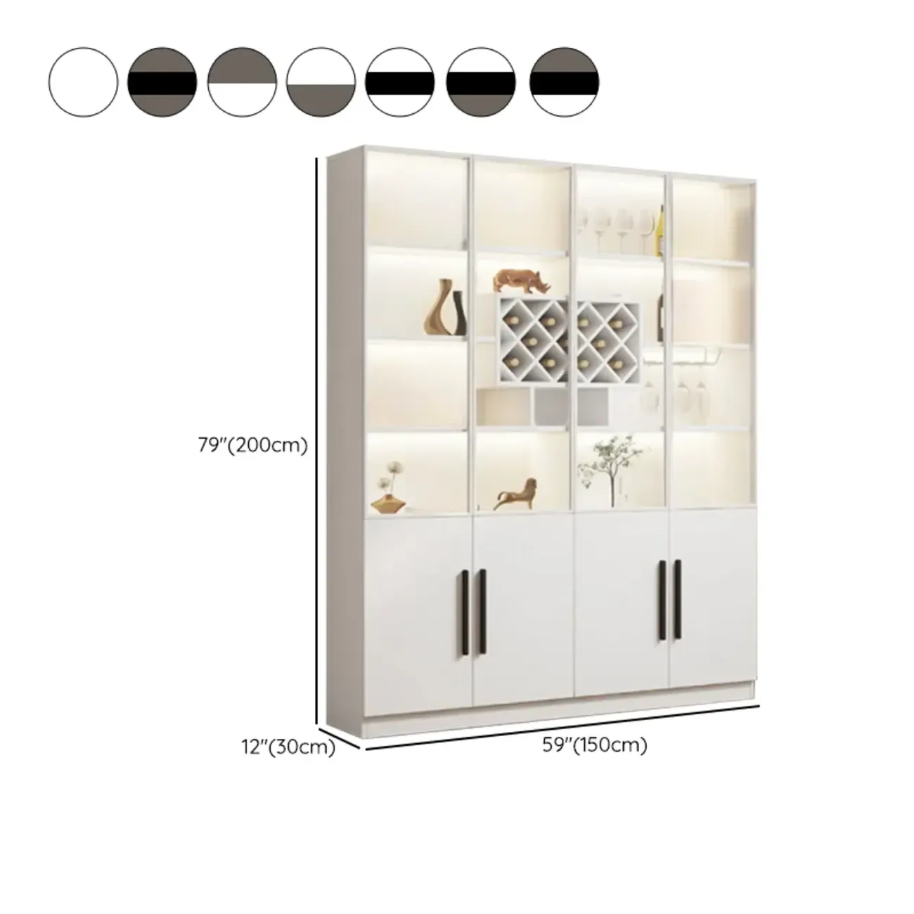 79" Modern Wooden Lighted Storage Cabinet for Indoor Display Image - 35