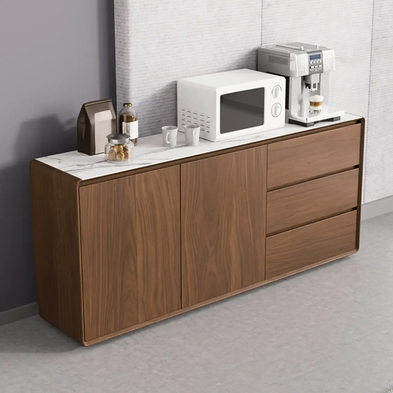 Modern Wooden Sideboard with Drawers for Kitchen Image - 5