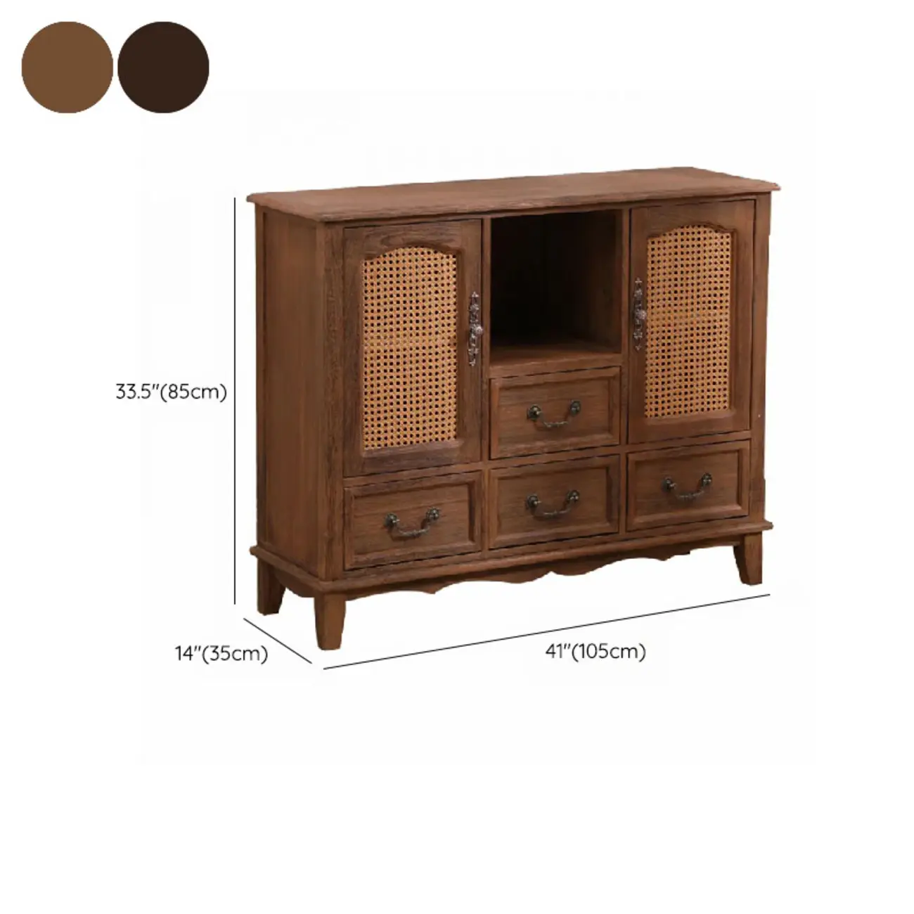 Rustic Wooden Cabinet with Rattan-Weaved for Living Room  Image - 24 | homeyfad