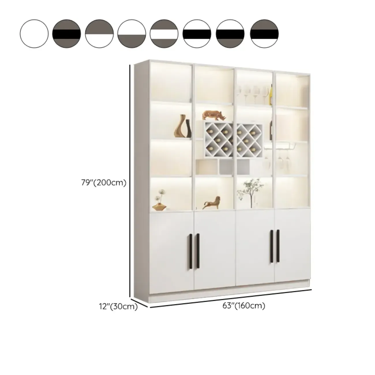 79" Modern Wooden Lighted Storage Cabinet for Indoor Display Image - 36