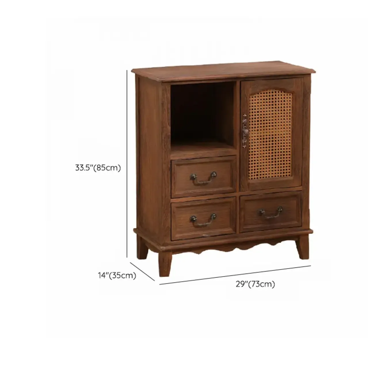 Rustic Wooden Cabinet with Rattan-Weaved for Living Room  Image - 28