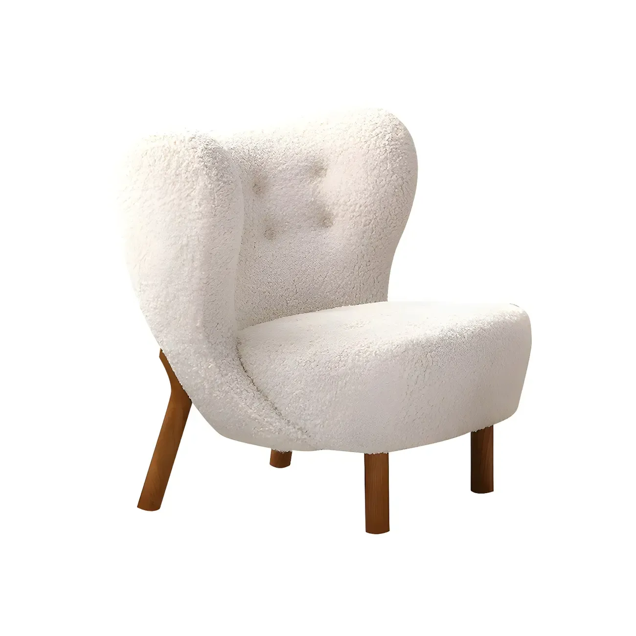 Modern Sheepskin Fabric Lounge Chair in Airy Blue Image - 9