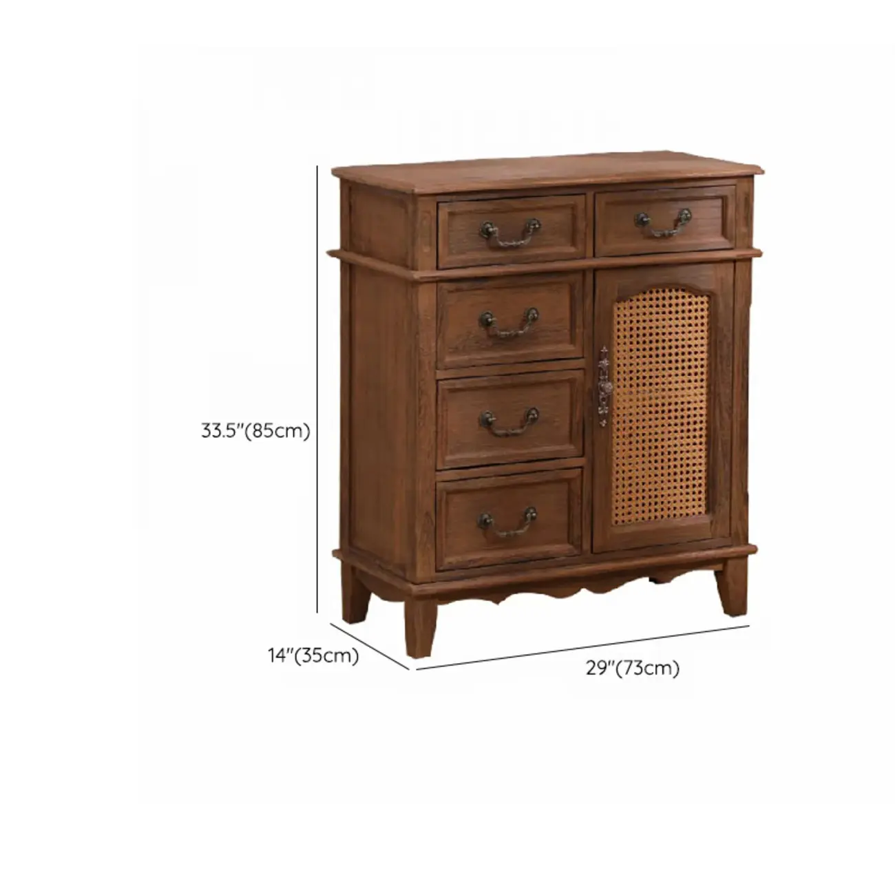 Rustic Wooden Cabinet with Rattan-Weaved for Living Room  Image - 29 | homeyfad