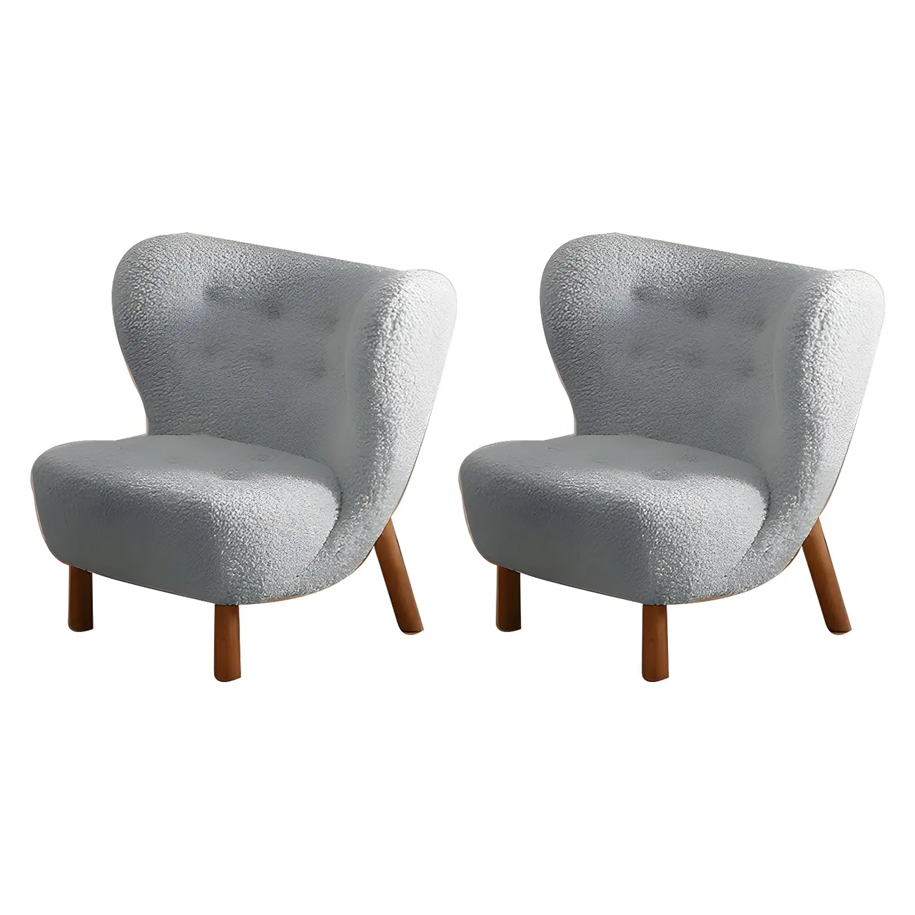 Modern Sheepskin Fabric Lounge Chair in Airy Blue Image - 12 | homeyfad