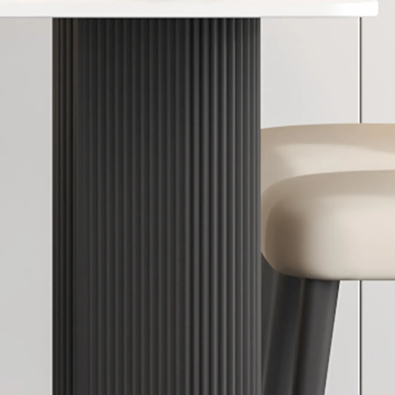 Modern White Slate Dining Room Set with Cushion Chairs Image - 10 | homeyfad