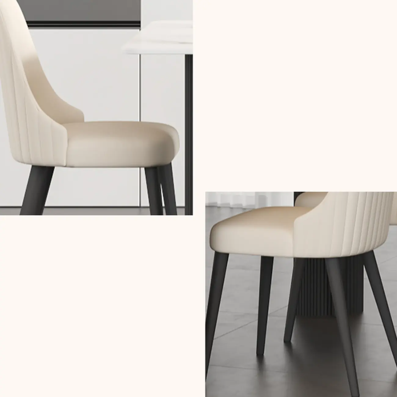 Modern White Slate Dining Room Set with Cushion Chairs Image - 11 | homeyfad