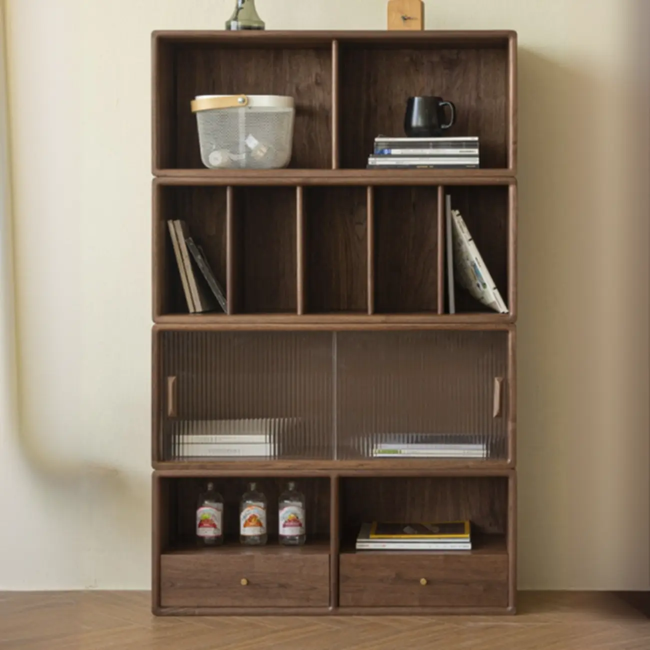 Modern Pine Rectangular Accent Cabinet for Home Display Image - 6 | homeyfad