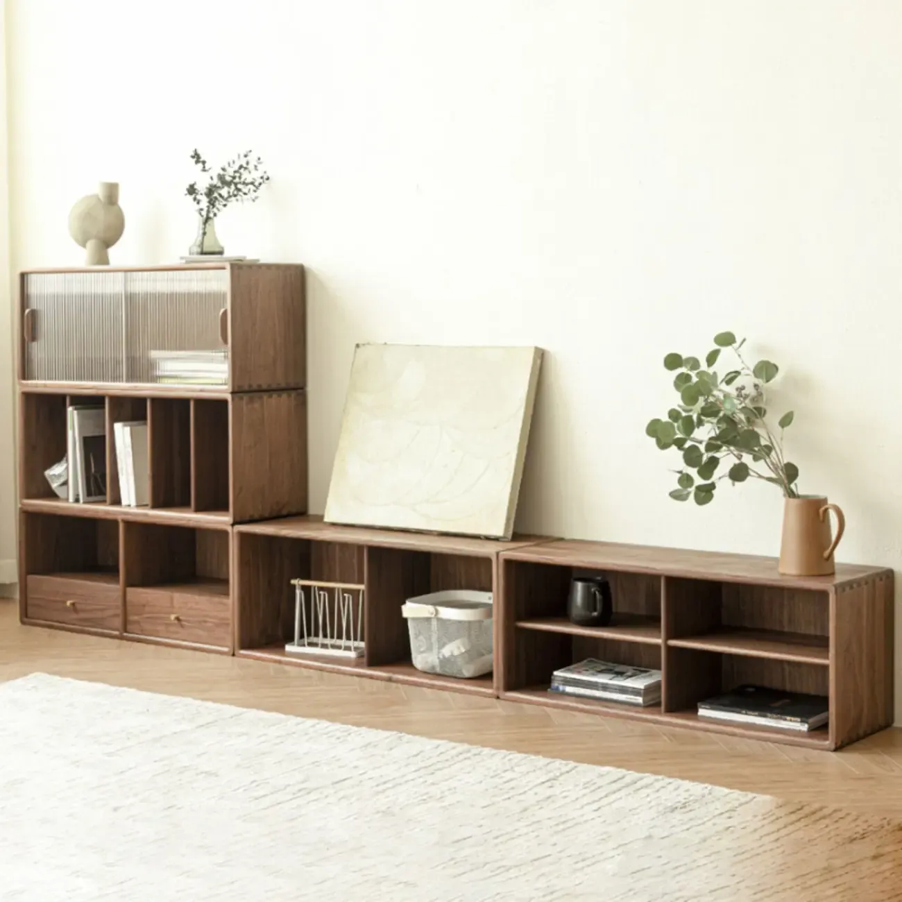 Modern Pine Rectangular Accent Cabinet for Home Display Image - 1