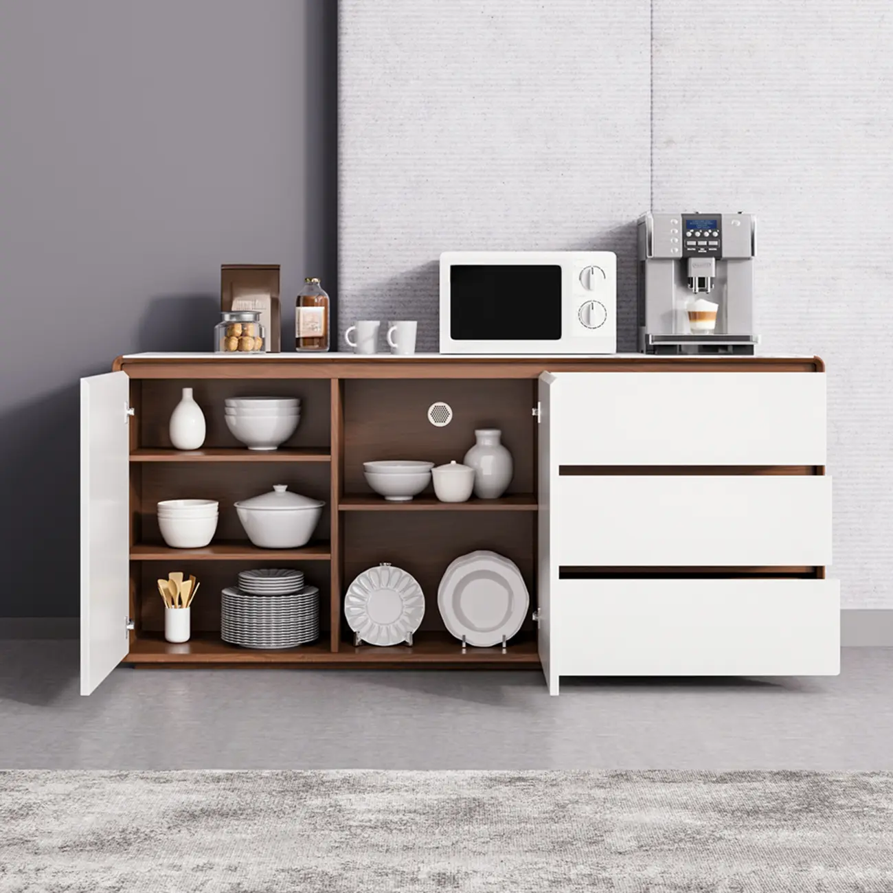 Modern Wooden Sideboard with Drawers for Kitchen Image - 14 | homeyfad