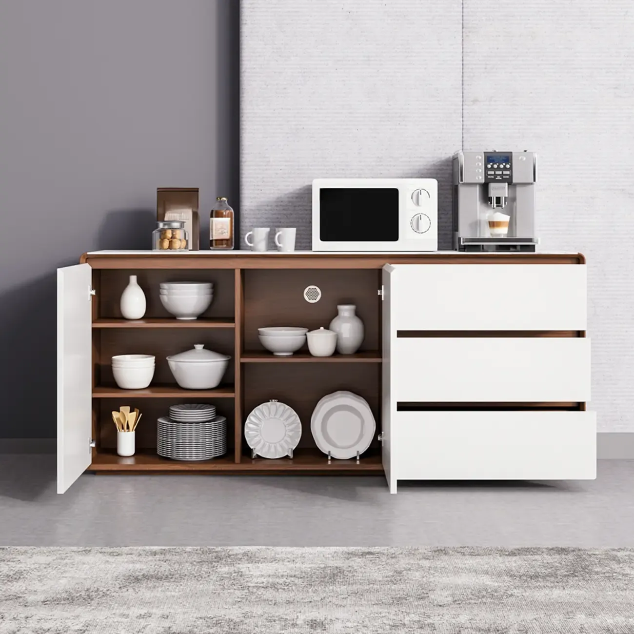 Modern Wooden Sideboard with Drawers for Kitchen Image - 14