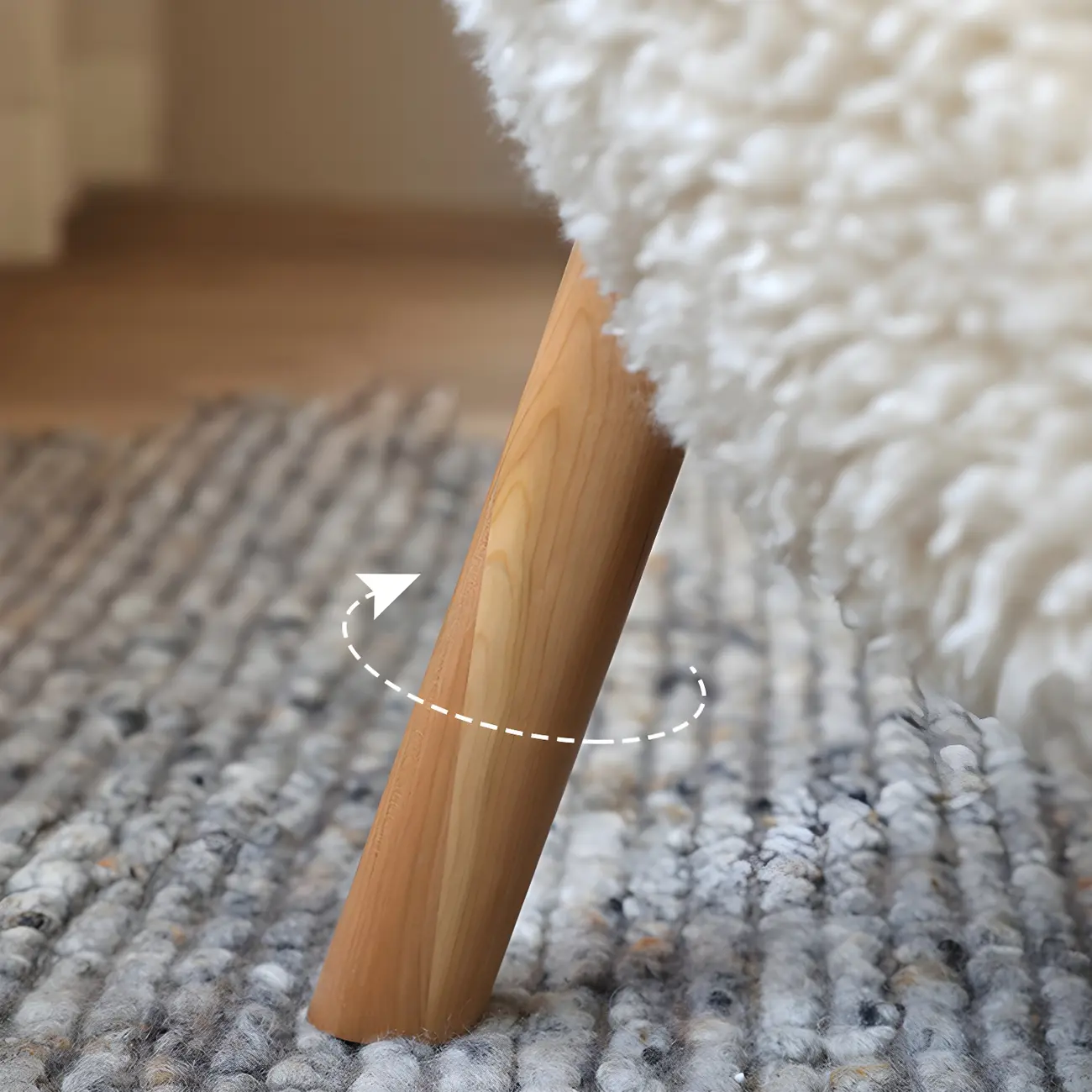 Modern Sheepskin Fabric Lounge Chair in Airy Blue Image - 16 | homeyfad