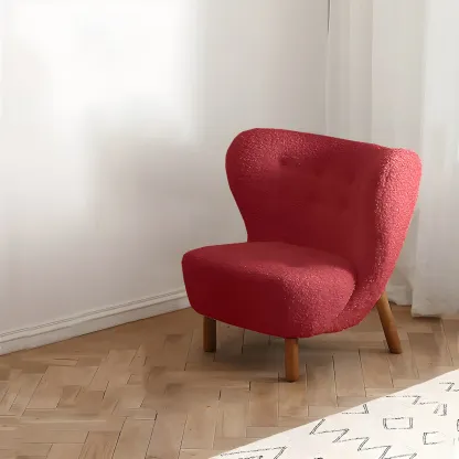 Modern Sheepskin Fabric Lounge Chair in Airy Blue Image - 17