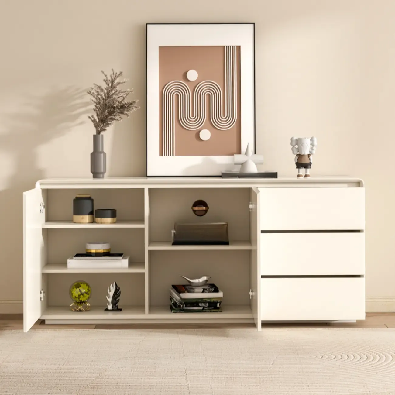 Modern Wooden Sideboard with Drawers for Kitchen Image - 16