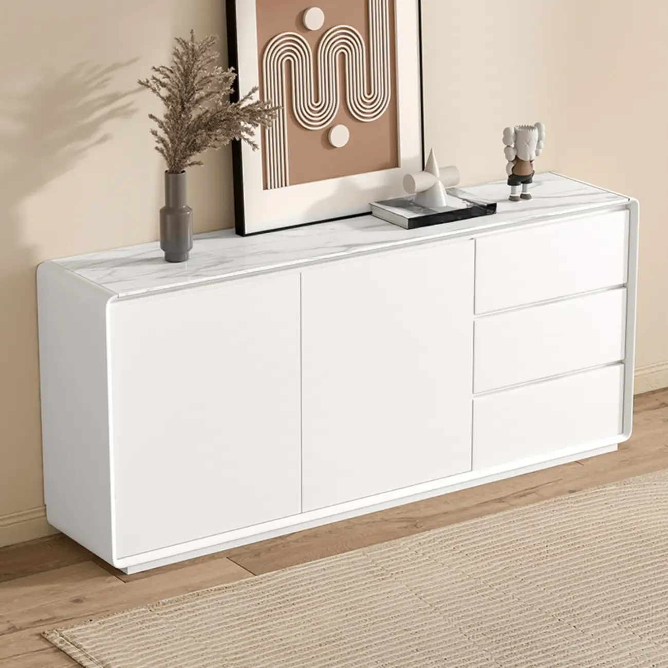 Modern Wooden Sideboard with Drawers for Kitchen Image - 17