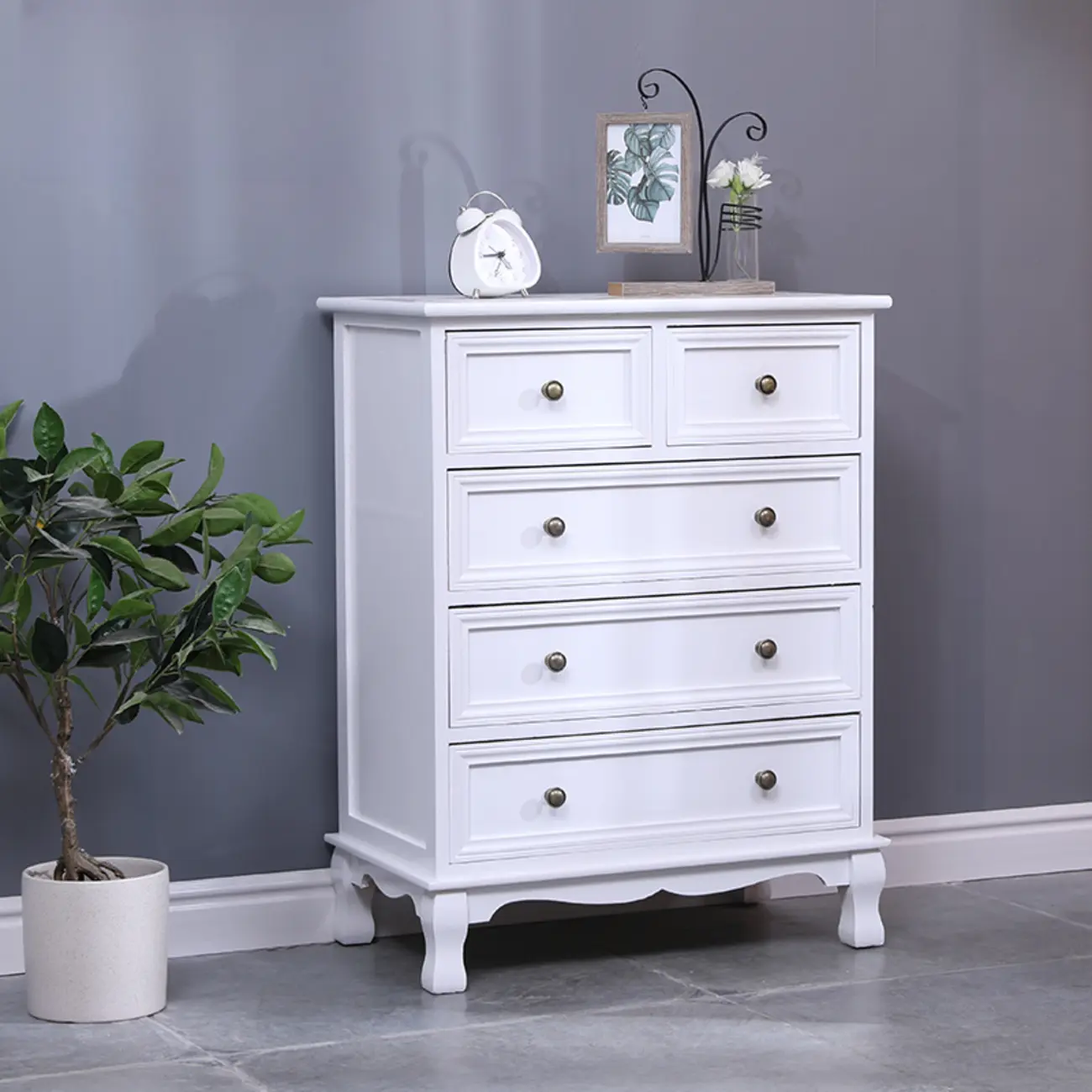 Rustic White Wooden Cabinet for Living Room with Drawers Image - 7 | homeyfad