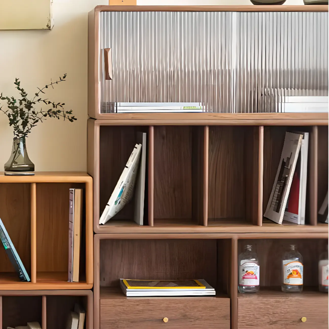 Modern Pine Rectangular Accent Cabinet for Home Display Image - 10 | homeyfad