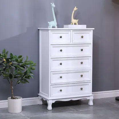 Rustic White Wooden Cabinet for Living Room with Drawers Image - 9