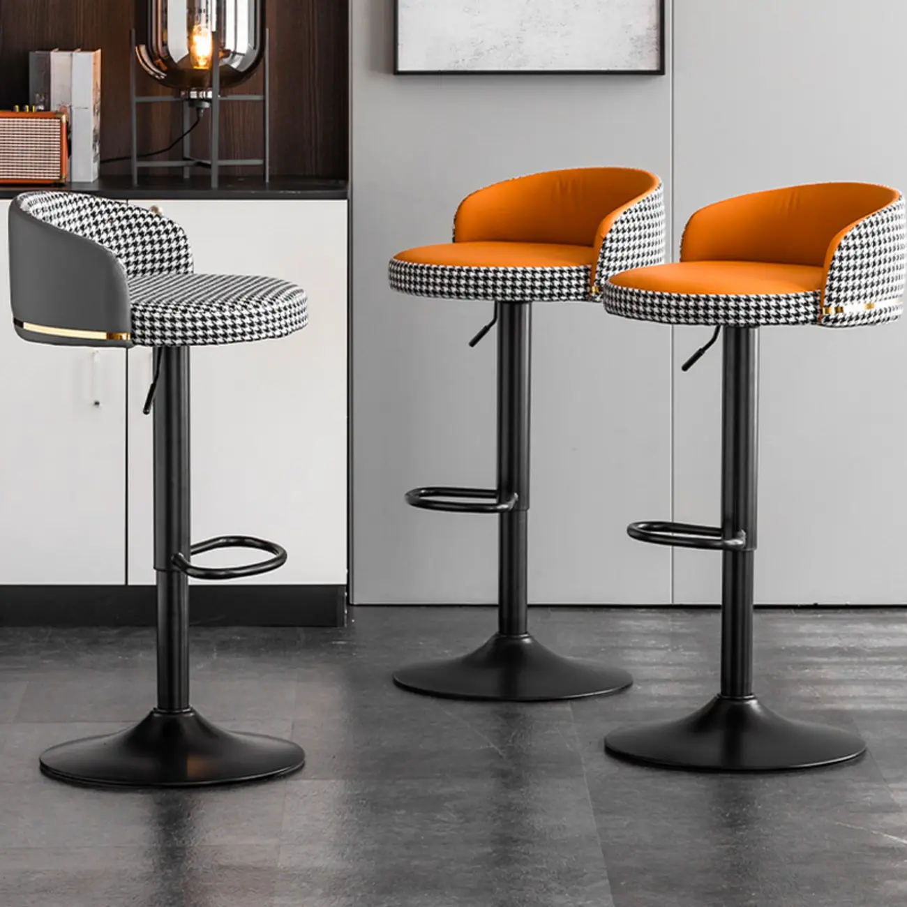Modern Adjustable Swivel Bar Stools with Backrest for Kitchen Image - 1 | homeyfad