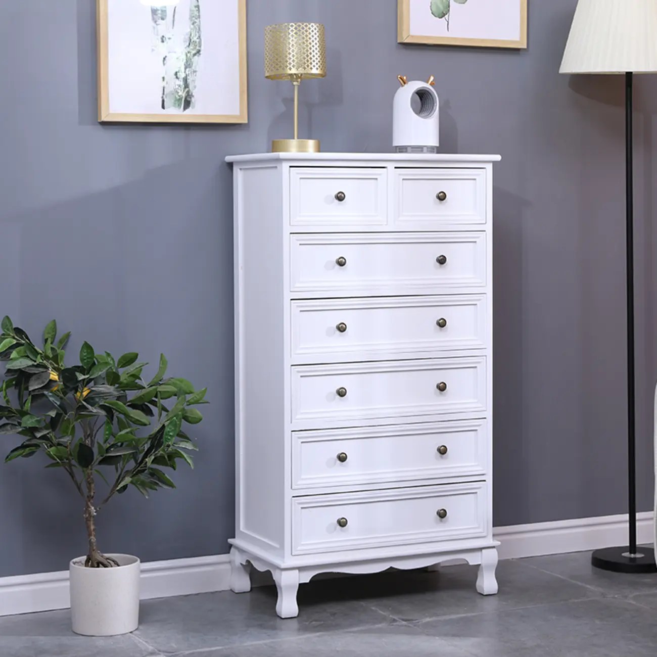 Rustic White Wooden Cabinet for Living Room with Drawers Image - 11 | homeyfad