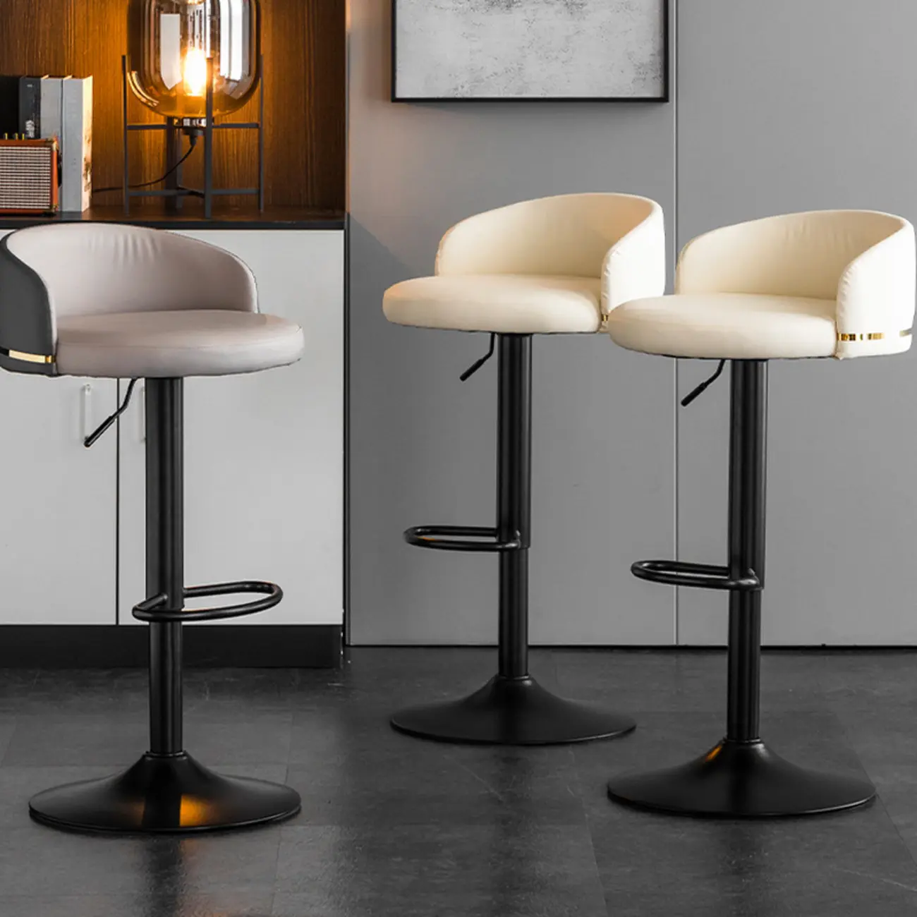 Modern Adjustable Swivel Bar Stools with Backrest for Kitchen Image - 2 | homeyfad