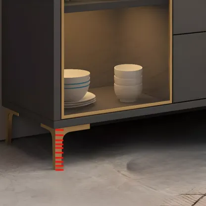 4 Metal Foots White Kitchen Cabinet with Glam Design Image - 13