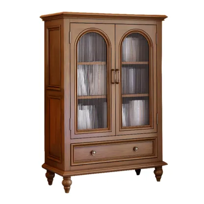 Vintage Ash Wooden Standard Accent Cabinet with 1 Drawer Image - 2