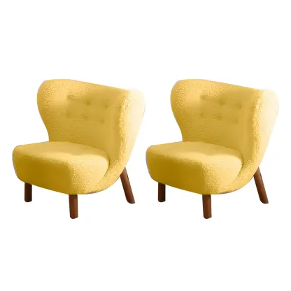 Modern Sheepskin Fabric Lounge Chair in Airy Blue Image - 28