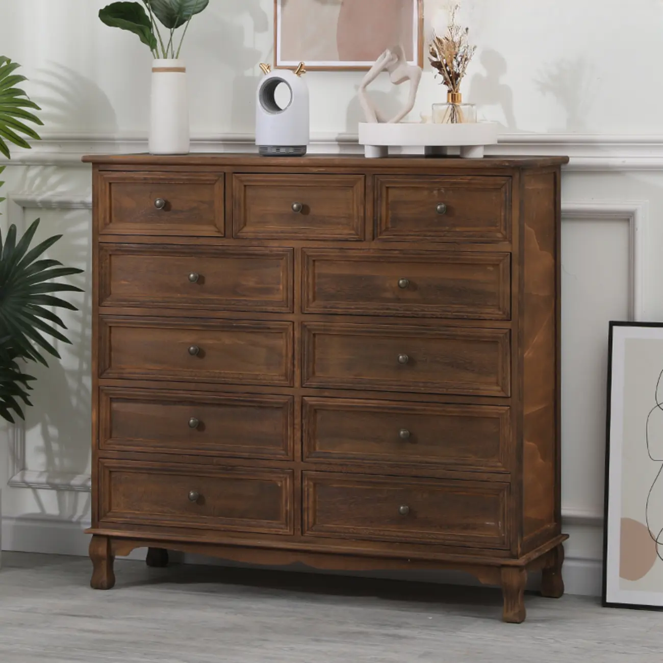 Rustic White Wooden Cabinet for Living Room with Drawers Image - 17 | homeyfad