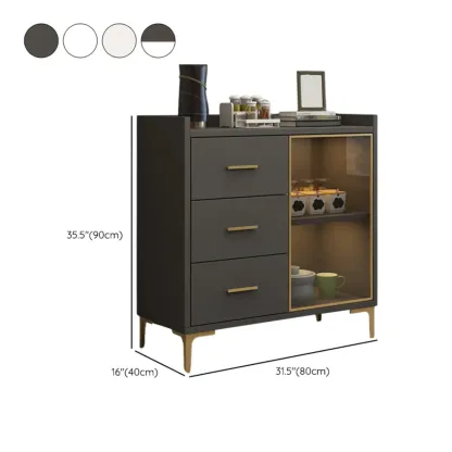 4 Metal Foots White Kitchen Cabinet with Glam Design #size