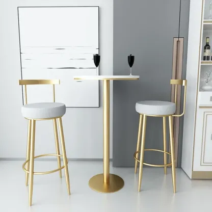 Durable Upholstered Metal Bar Stools with Footrest for Kitchen Image - 1