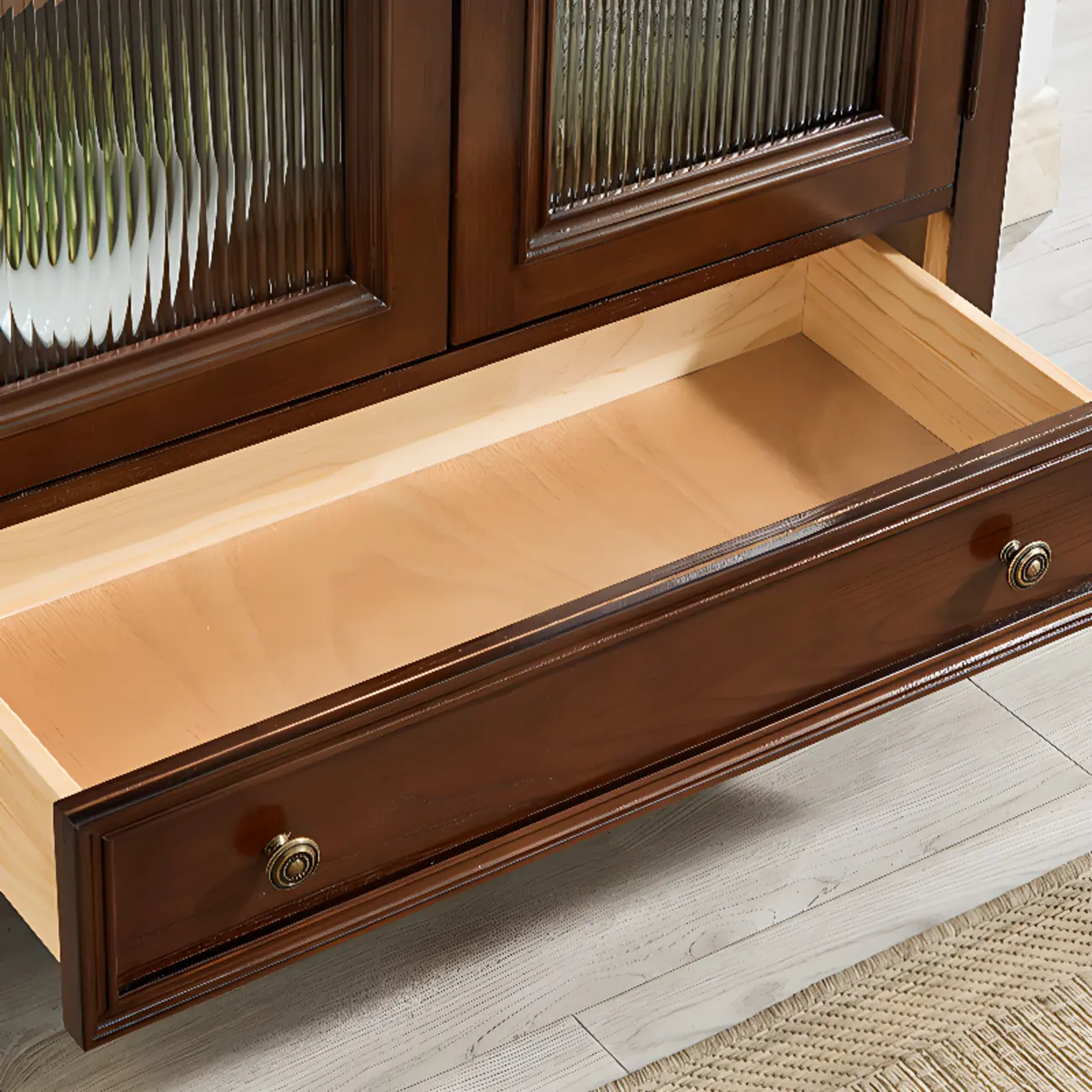 Vintage Ash Wooden Standard Accent Cabinet with 1 Drawer Image - 9 | homeyfad