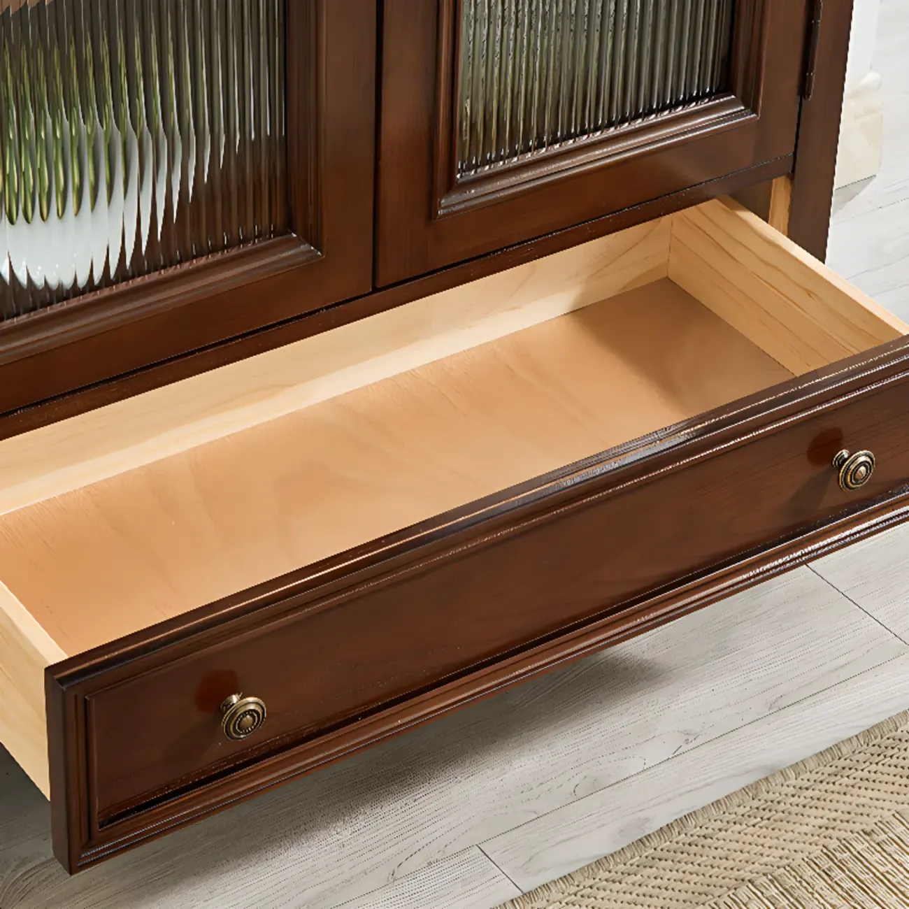 Vintage Ash Wooden Standard Accent Cabinet with 1 Drawer Image - 9