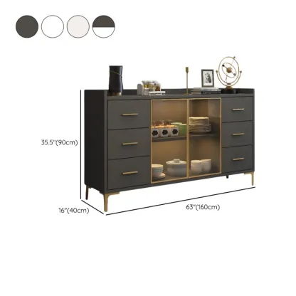 4 Metal Foots White Kitchen Cabinet with Glam Design Image - 20