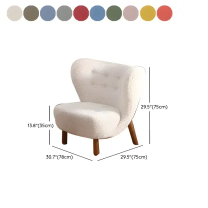 Modern Sheepskin Fabric Lounge Chair in Airy Blue #size