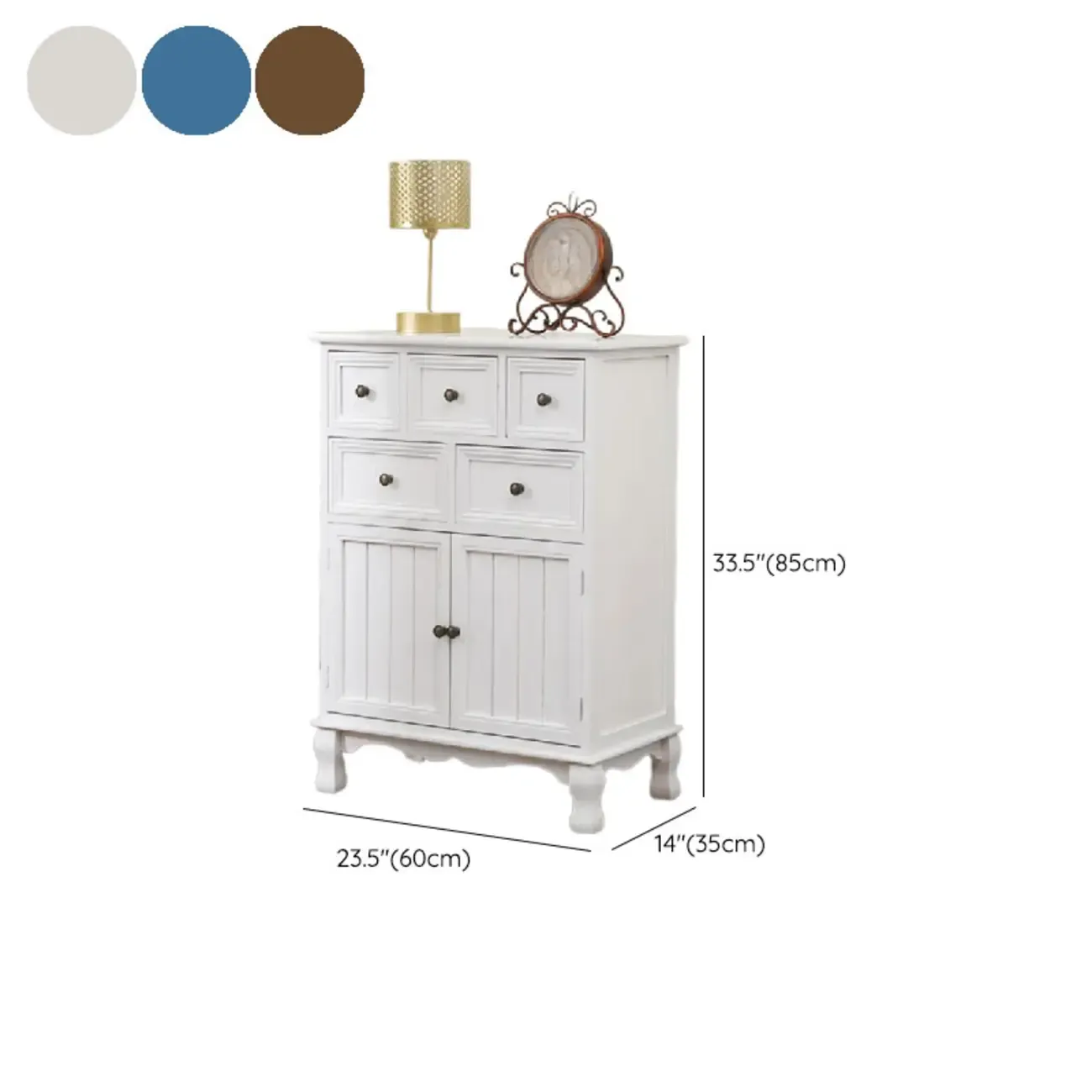 Rustic White Wooden Cabinet for Living Room with Drawers #size