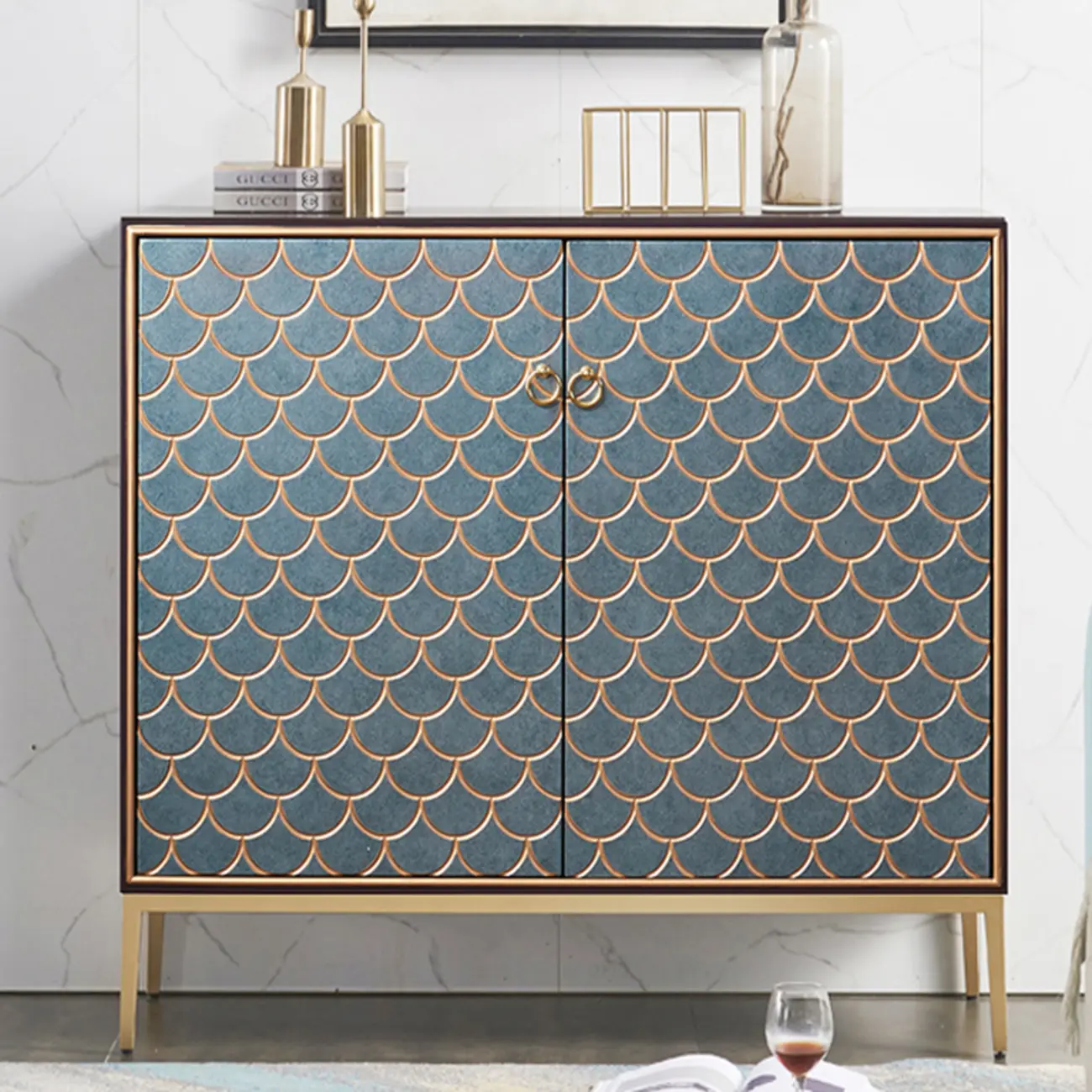 Glam Rectangular Cabinet for Home with Regular Patterns Image - 4 | homeyfad