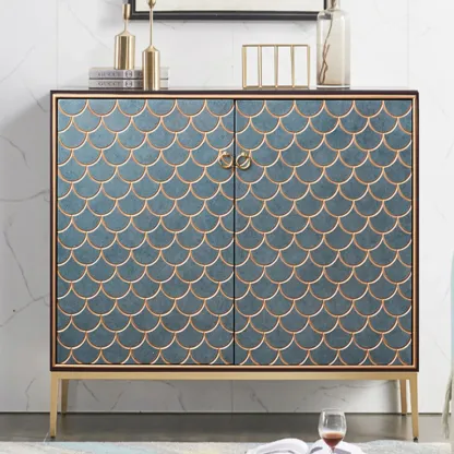 Glam Rectangular Cabinet for Home with Regular Patterns Image - 4